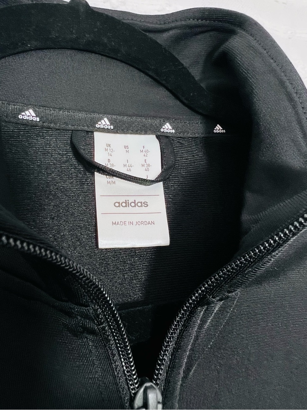 adidas Black Track Jacket with White Three-Stripe Sleeves - Picture 3 of 10